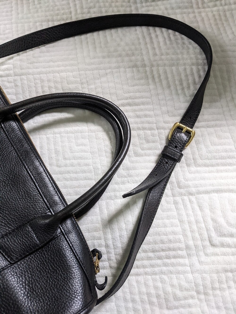 Lotuff Black Satchel Medium Leather Tote w/ Strap Customized JSG See Pictures - Picture 8 of 16